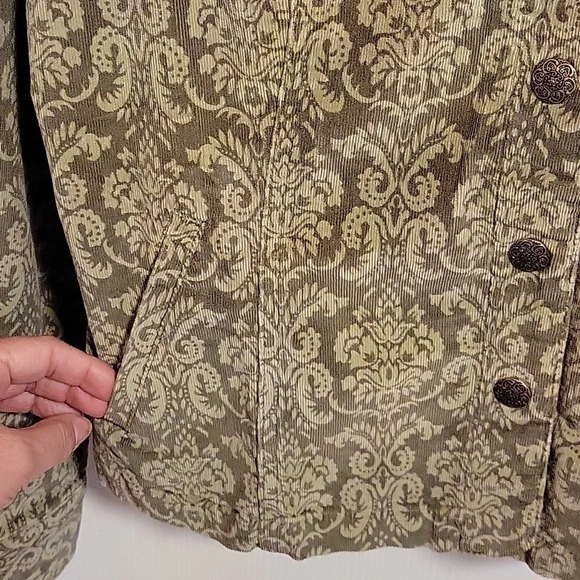 Never Worn Dress Barn Women's Button Up‎ Corduroy Green Print Jacket Size M - Picture 5 of 6